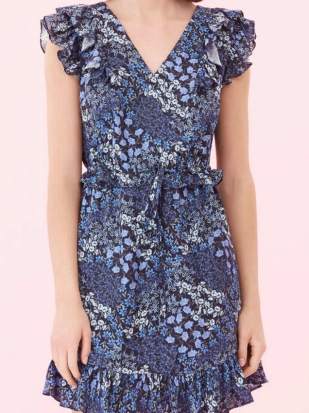 Rebecca Taylor Navy Ava Floral Silk Dress